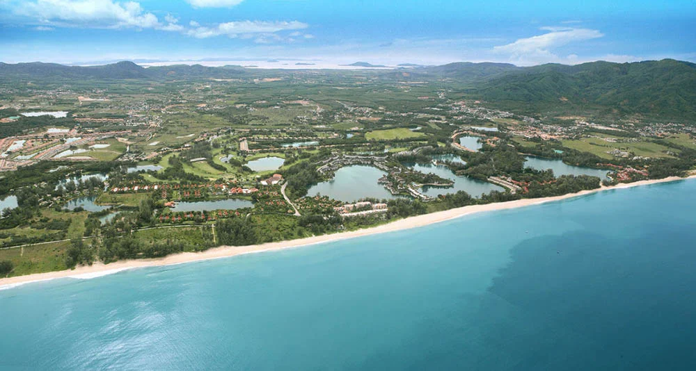 Aerial view overlooking Laguna Phuket and Bangtao Beach