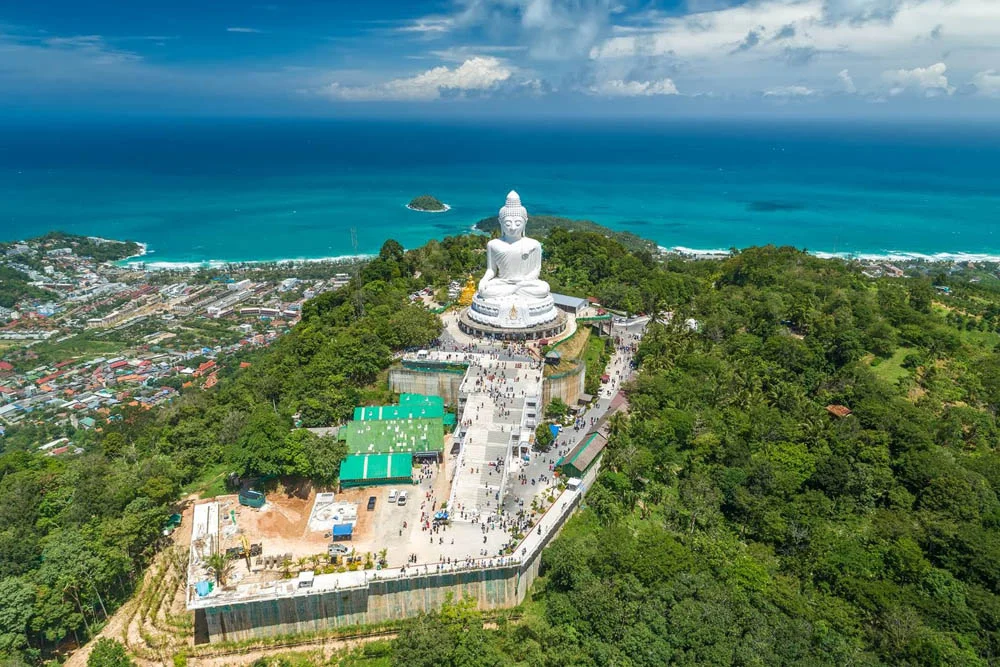 Phuket's Big Buddha with the Andaman Sea in the background