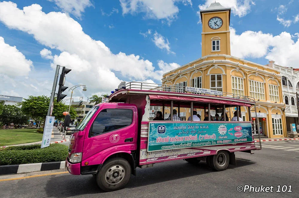 Standard Chartered building and clock tower in Phuket Town