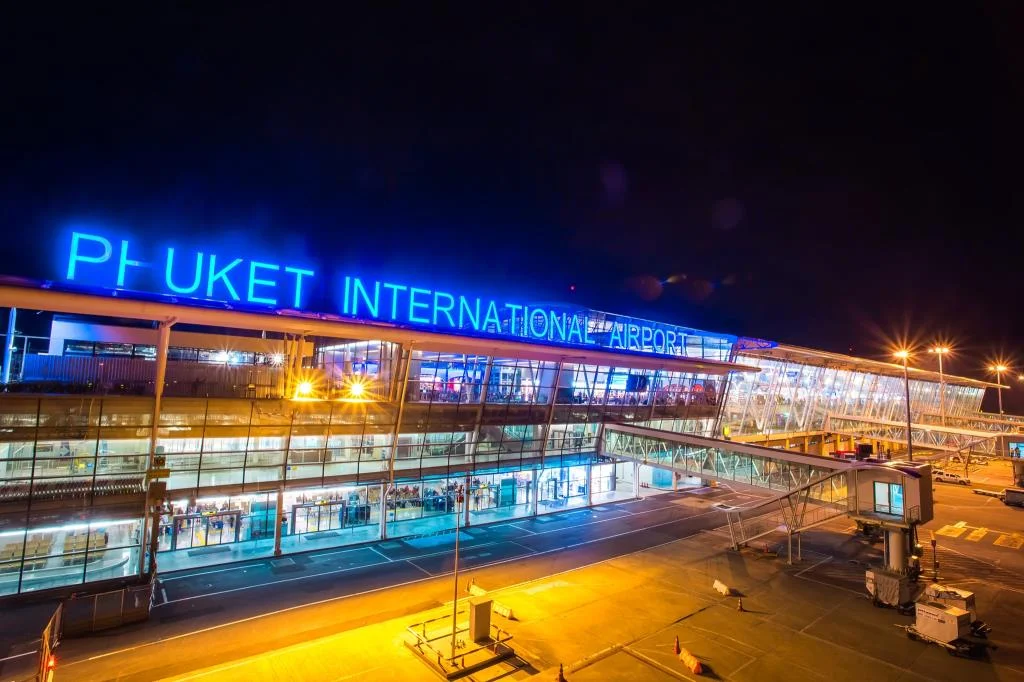 The front of the main terminal at Phuket International Airport 