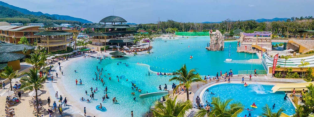 Aerial view over the lagoon at Blue Tree Phuket