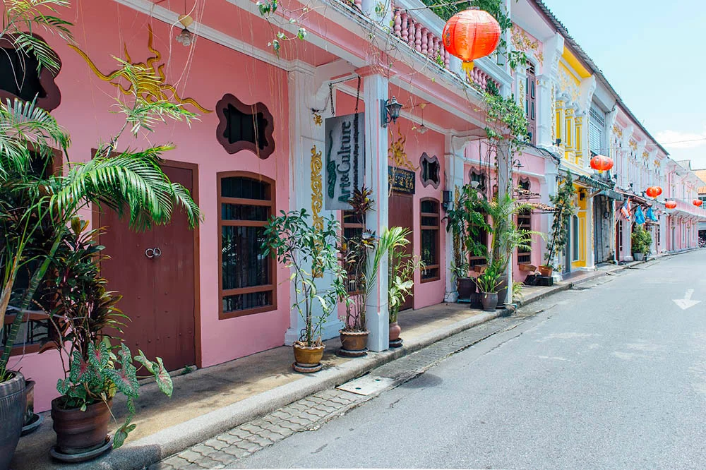 Dibuk Road in Phuket Town with Sino-Portuguese shop houses